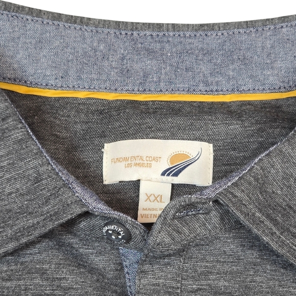 Fundamental Coast Men's Gray Short Sleeve 1/4 Button Polo Shirt, Size XXL - Picture 4 of 9